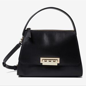 ZAC POSEN Eartha Zip Top Handle Crossbody Leather Bag Black
